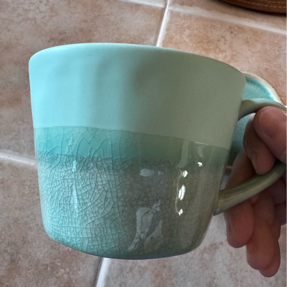 🌼Anthropologie Set of 2 Teal Ceramic mugs🌼 Like New. Never used🌼 - Picture 3 of 14